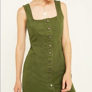 URBAN OUTFITTERS Green Button Denim Mini Dress